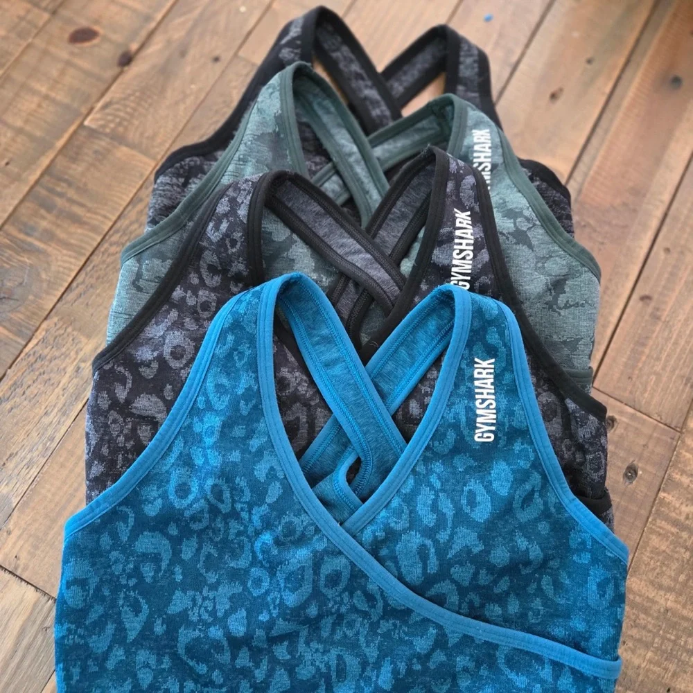 Gymshark Women's Sports Bra Set - Teal, Black, Olive, and purple - Picture 1 of 4